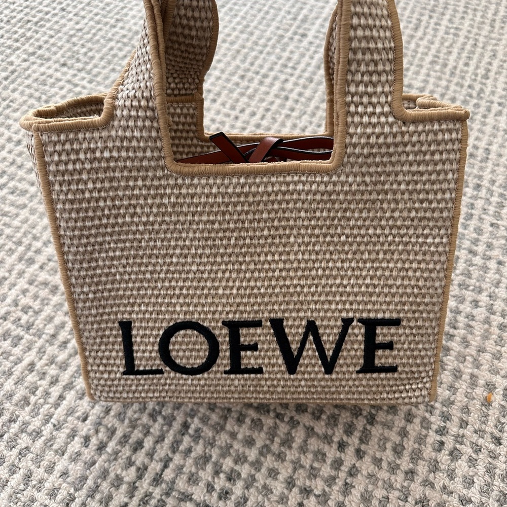 Loewe Style Beige Woven Tote Bag